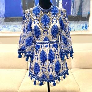 Alice McCall Young Hearts Run Free Blue and White Playsuit Size 0
